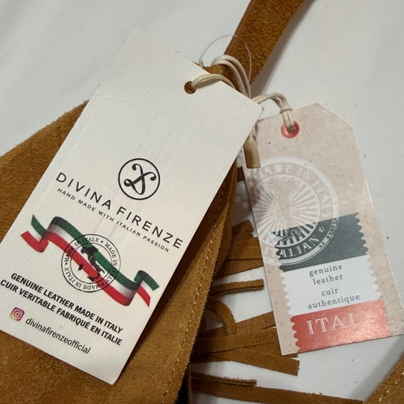 Divina Firenze Fringe Genuine Leather Suede Shoulder Bag NWT - Picture 13 of 13